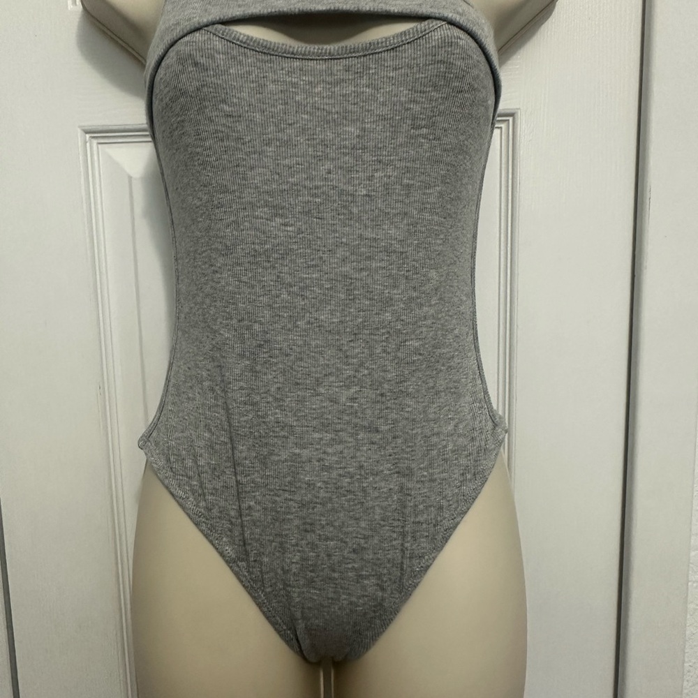 Superdown Heather Gray Ribbed Top - image 1